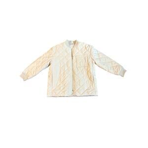 MNG by Mango Womens Bomber Jacket in Cream Size Large EUC